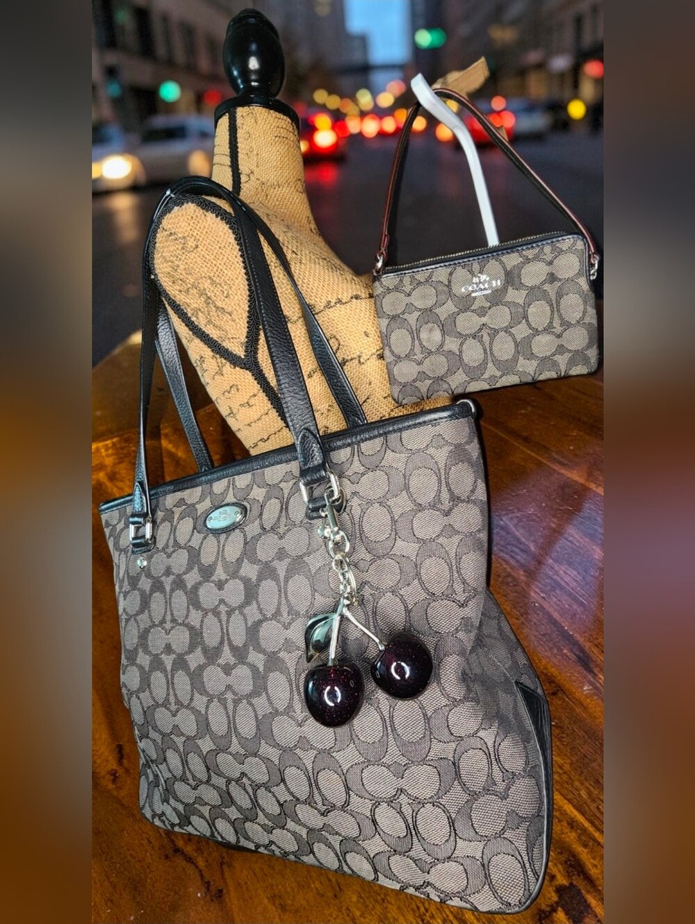 Coach Outline Signature Zip Top Tote (Style F58282) & Coach Corner Zip Wristlet - Picture 9 of 15